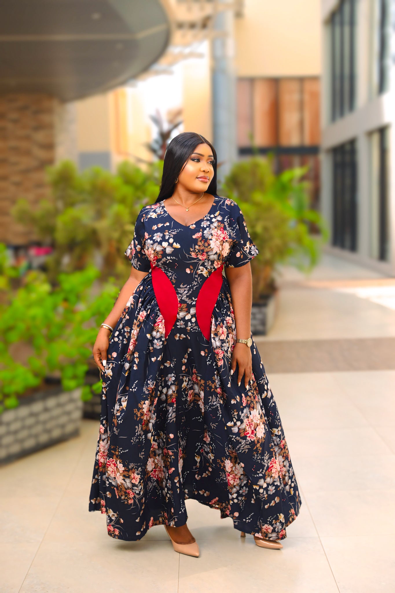 Rosy Delight Tie-Back Dress