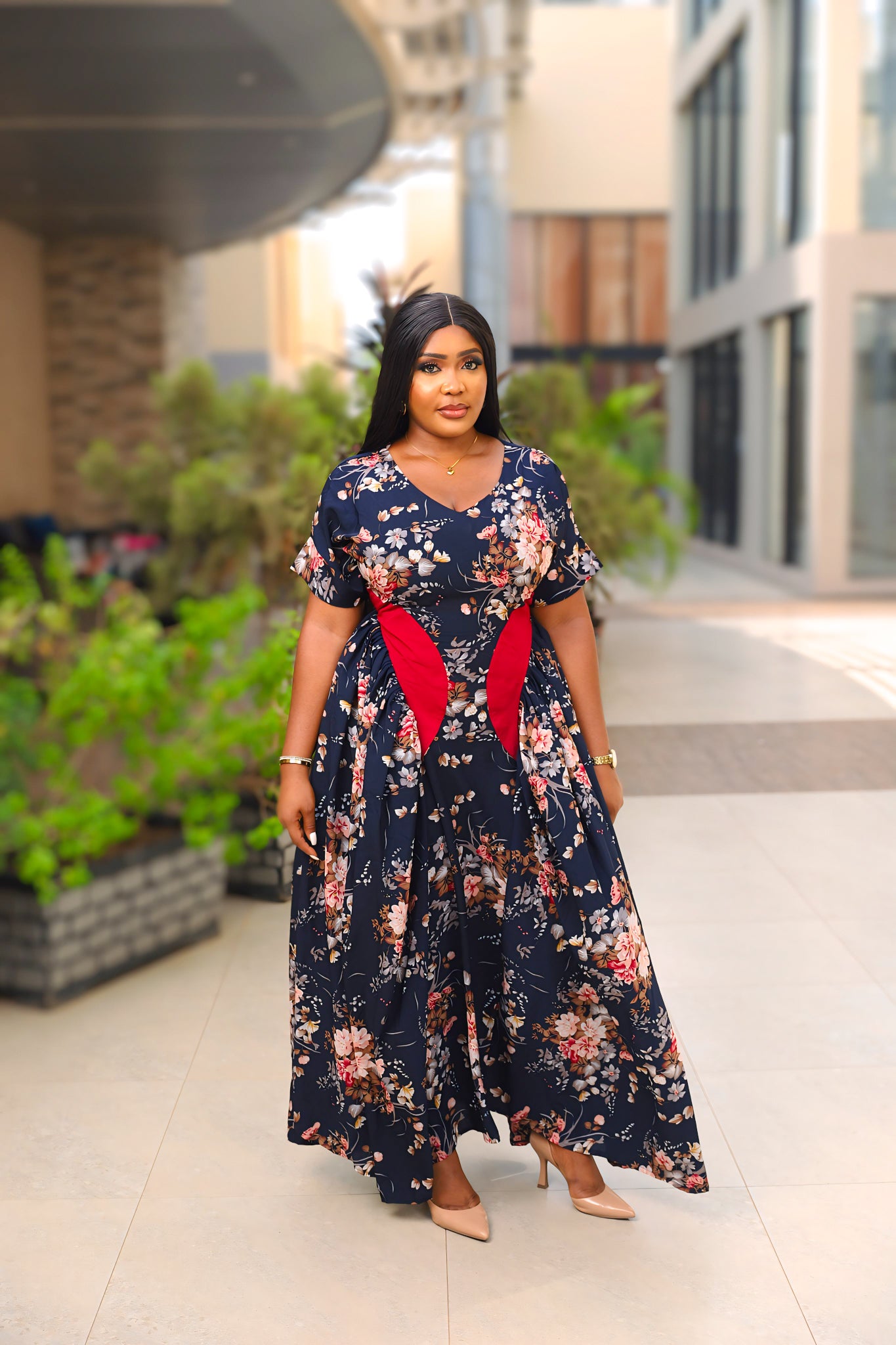 Rosy Delight Tie-Back Dress